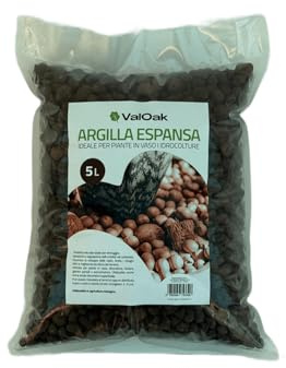 Valoak Argilla Espansa 5 L – Sfere Drenanti per Piante, Vasi e Idroponica | Drenaggio e Aerazione Terreno | Pacciamatura e Decorazione | Made in Italy