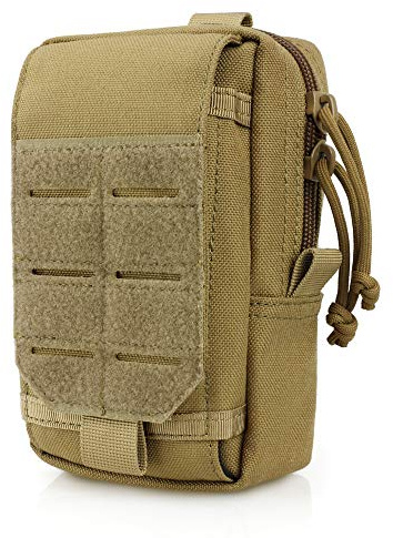 WYNEX Tactical EDC Pouch, Molle Utility Pouches Gadget Organizer Phone Holder Waist Pack IFAK Bag Smartphone Pouch Tool Holster Pocket Gadget Waist Pack Khaki