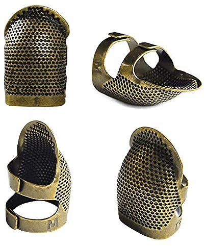4 Pezzi Protezione Dita Cucito，Regolabile Ditale in Metallo Protezione Dito Metallico Ditale Punta Delle Dita Regolabile Cucito Ditale，per Cucito Ricamo Retro Lavoro ad Ago a Mano