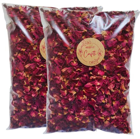 KEEP IT Wedding Confetti Eco friendly Biodegradable | 2 LITRES (20 Guests) | Dried Rose Petals Flowers | 100% Natural Confetti | Biodegradable Confetti | Potpourri Candle Making