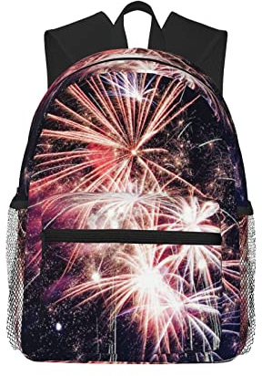 YTORA Explosion fyrverkeri dubbla lager lättvikt mode avslappnad laptopryggsäck för män och kvinnor, reseryggsäck, Svart, One Size