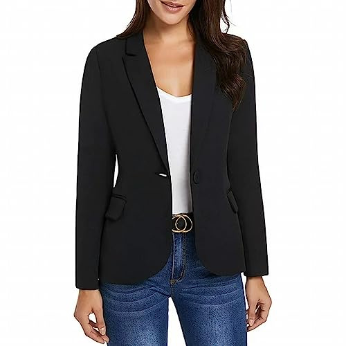 L9WEI Damblazer, dam enfärgad långärmad kostym elegant kavaj smal business kontor blazer höst tunna ytterkläder