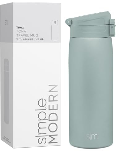 Simple Modern Thermobecher Kaffeebecher to go mit Schnappdeckel | Isolierbecher Edelstahl | Geschenke für Frauen und Männer | Kona | 470ml | Sea Glass Sage