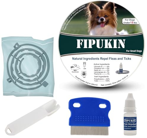 FIPUKIN Flea and Tick Collar for Small Dogs, 1‑Pack | Improved Formula, 8‑Month Waterproof Protection | Natural Essential Oils, Safer for Sensitive Dogs