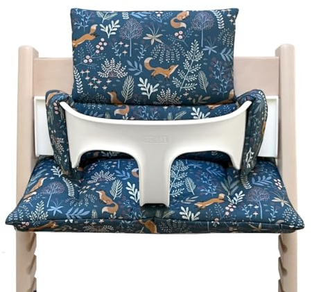 Blausberg Baby - Tripp Trapp Sitz-Kissen Set für Stokke Hochstuhl - 2-teilige Auflage/Polster/Sitzverkleinerer - Fuchs Blau, Material OEKO-TEX Standard 100 zertifiziert
