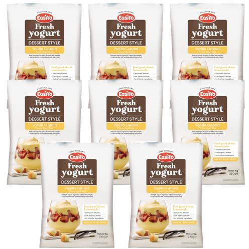 EasiYo Yogurt Dessert Vanilla Custard, 8 Pack | Each Sachet Makes 1 kg Yoghurt