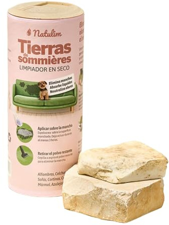 Natulim Sommier Soil - Polvere per pulizia a secco 100% naturale - Smacchiatore per divani, superfici, pavimenti e tappezzerie - Rimuove le macchie, assorbe i liquidi e neutralizza gli odori - 300g
