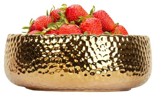 LOUIE SILNA 30cm Large Decorative Bowls Weddings Kitchen Serving Bowl for Restaurant Breakfast and Hotel Buffet - Sparkling Gold