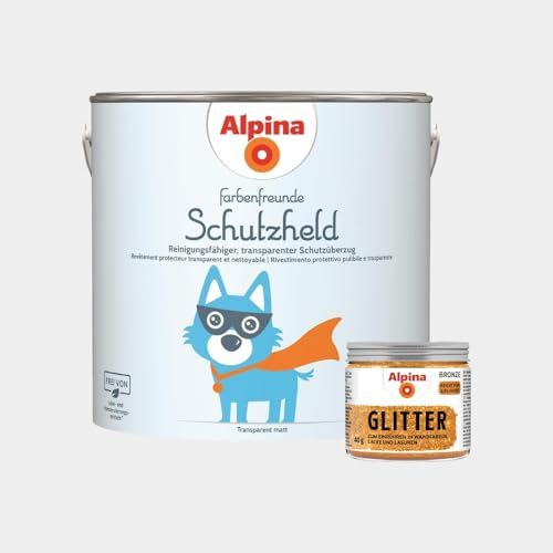 Alpina Farbenfreunde Schutzheld 2,5 Liter transparent matt + Kreativ Glitter (Bronze)