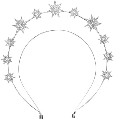 Stars Crystal Headband, Halo Crown Shiny Silver Headpiece, Rhinestone Bridal Wedding Hair Accessories for Women Girls (Silver)