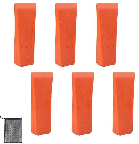 Lot de 6 cales d'abattage pour tronçonneuses : 15,2 cm - En plastique robuste et durable - Outil forestier avec sac pour bûcheron pour abattre les arbres de manière contrôlée - Résistant aux chocs