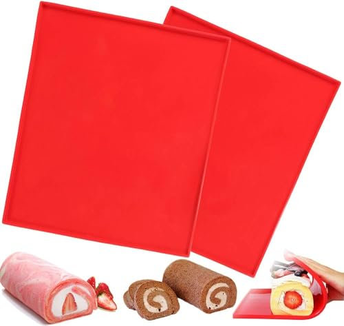 Beseloa Tapis de Cuisson Silicone Rouge, Rectangulaire, 30.5 x 25.5 cm, BAKING MAT