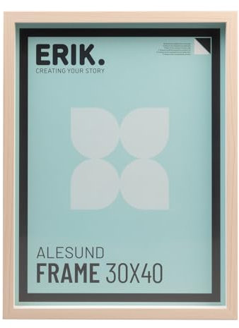 Grupo Erik Cornice portafoto 30 x 40 cm in faggio Alesund – Cornice portafoto in legno di faggio – Cornice in plastica MDF