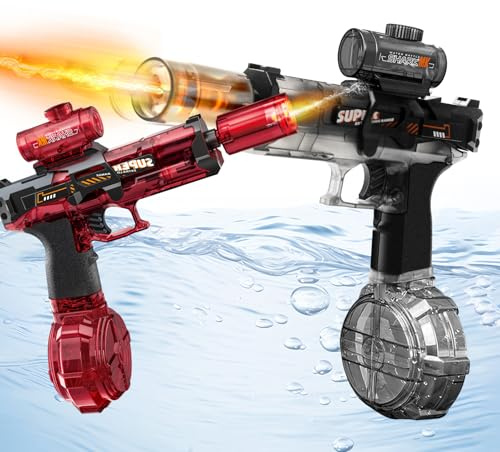 CHANCCI 2 Pcs Electric Water Gun,Automatic Water Gun Pistols,Rechargeable Electric Water Pistol With Multifunctional Light Effects,Long Range Motorized Water Guns for Boys Girls Children Adults