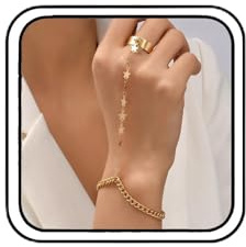 TELAIN Handkedja armband ring armband daglig fingerring slavarmband med zirkon, guld och silver, trendiga handsmycken för kvinnor, presenter till alla hjärtans dag, mors dag, jul