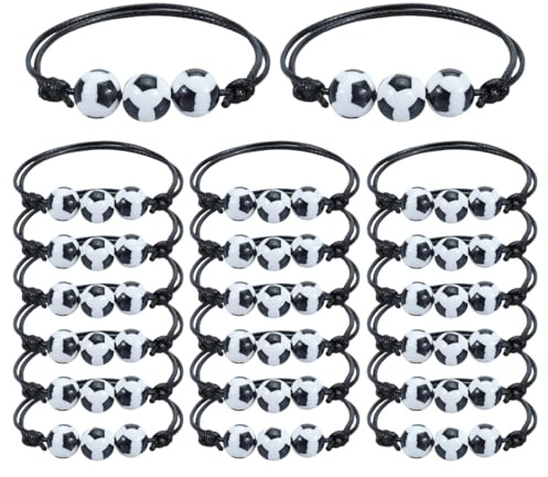 20 PCS braccialetti da calcio, braccialetti dell'amicizia per bambini, braccialetti regolabili per feste sportive, braccialetti per bambini regali per feste di compleanno, gadget calcio (Calcio)