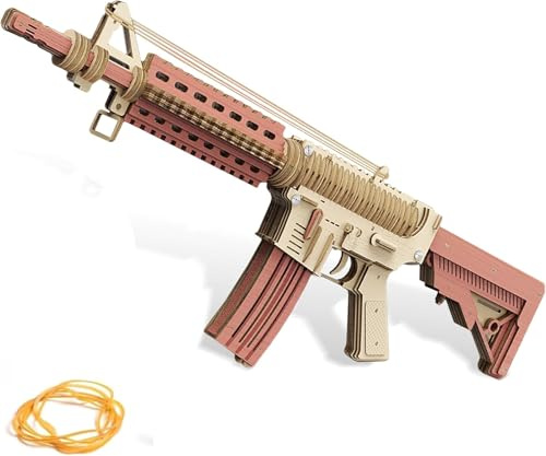 Puzzles 3D en bois pour adultes, pistolet à bande en caoutchouc en bois, pistolet puzzle en bois 3D à monter soi-même, idée cadeau pour adolescents