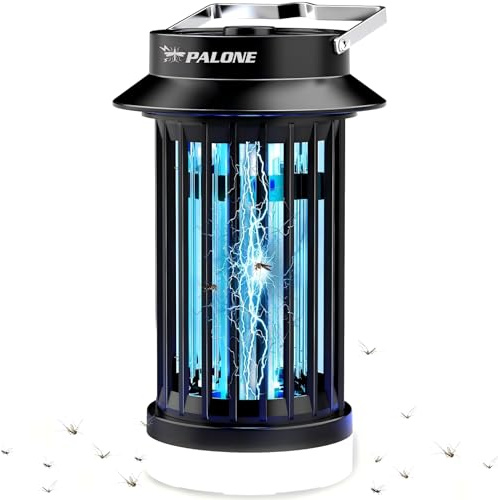 PALONE Insektenvernichter Elektrischer mit LED-Lampe, 3 in 1 Tragbarkeit USB-C Insektenvernichter, UV DC Elektrisch Mückenlampe, Praktische Geschenke für den Garten, Camping und Picknicks im Freien
