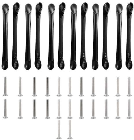 FEIHS 12 Piezas Tiradores Cocina Negros, Tiradores para Muebles, Armarios Tirador, Manijas para Cajones, para Armarios, Guardarropas, Muebles y Cajones (Longitud: 12,5 cm, con Tornillos)