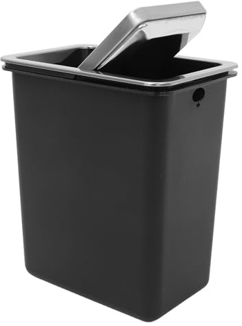 Outanaya Cubo de Basura Empotrado en Encimera de Cocina y Baño, Acero Inoxidable, Tapa Abatible Integrada, Sistema Antihumos y Tapa Incorporada para Organización Higiénica, Set 3 Piezas