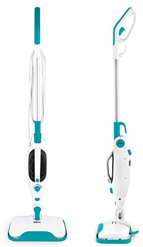 Beldray® Bel0698 Balai Vapeur 12 en 1 Flexi pour Tous Types de sols, 1300 W, avec brosses en Microfibre, buse, Outil de jointoiement et de raclage, Planeur de Tapis, Turquoise, 330 ML