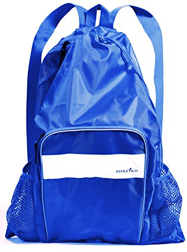 Athletico Mesh Swim Bag - Mesh Pool Bag With Wet & Dry Compartments for Swimming, the Beach, Camping and More (Blue)