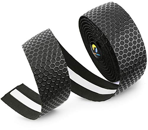 TOPCABIN 2 Rolls Bicycle Handlebar Tapes Camouflage Series Comfort GEL Road Bike Handlebar Tape Bike Bar Tape with Reflective Bar Plugs ((Net) Black)