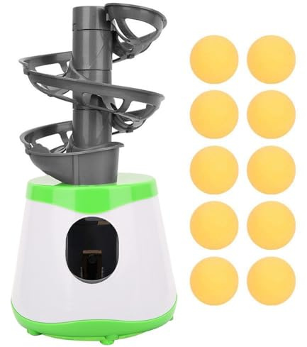 Alomejor Lanciatore Automatico Palline Pong, Regolabile velocità e Rotazione, Design Portatile per Allenamento Famiglia e Fitness Club, Allenatore Tennis Tavolo, 10 Palline, Bianco e Nero