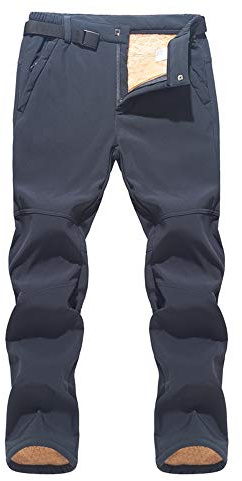 Herren Wanderhose Outdoorhose, Chickw1 Winter Softshell Vlies Gefüttert Outdoor Hose Taktische Wasserdicht Langlaufhose für Jagd Trekking und Fahrrad (grau,3XL)