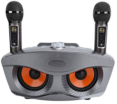 Karaoke Maschine, Bluetooth Karaoke Anlage, Tragbares PA Lautsprecher System mit 2 Drahtloses Mikrofon, Lautsprecher mit Handyhalter für Heimparty,Hochzeit,Kirche usw