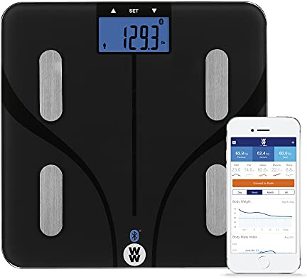WW Scales by Conair Bluetooth Body Analysis Bathroom Scale, Measures Body Fat, Body Water, Bone Mass, Muscle Mass & BMI, 9 User Memory, 400 Lbs. Capacity