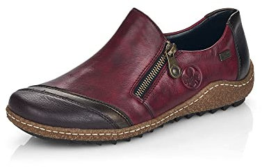 Rieker Ladies Zip Fastening Leather Casual Shoes L7571-25 - Red Combi Leather - UK Size 5 - EU Size 38 - US Size 7