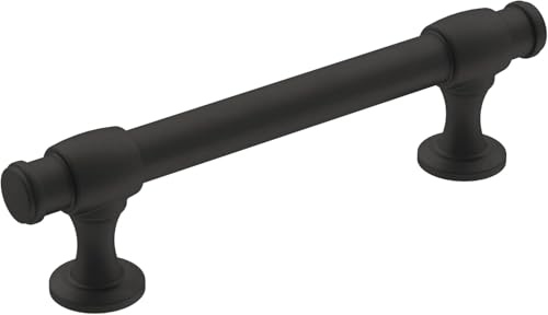 Amerock | Cabinet Pull | Matte Black | 3-3/4 inch (96 mm) Center-to-Center | Winsome | 1 Pack | Drawer Pull | Cabinet Handle | Cabinet Hardware