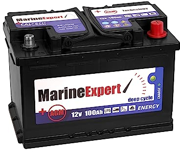 MarineExpert AGM Batterie 12v 100Ah Bootsbatterie akku Solar Batterien Verbraucherbatterie Wohnwagen Versorgungsbatterie Deep Cycle Batterie Wohnmobil Solar 100 Ah