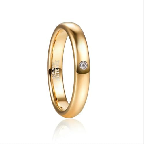 YAHOYA 4mm Oro Diamante Cupola Carburo di Tungsteno Anello Fede Nuziale per Uomo Donna Comfort Fit Anelli Gioielli di Fidanzamento