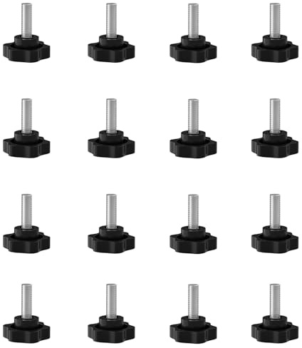 SHULLIN Set med 16 M4 stjärnhuvudskruvar - stjärnhandtag räfflade skruvar - gänga - klämknapp för maskin och industriell utrustning (M4 x 20 mm)
