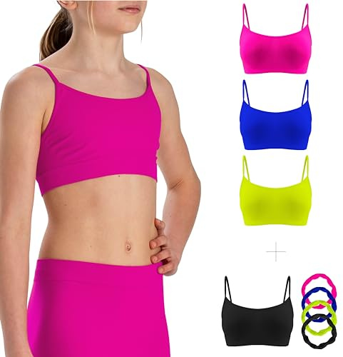 Risalti Top Bambina Microfibra Spallini Sottili 3 Pz - Top Ragazza in Morbida Microfibra, Intimo Bambina, Reggiseno Senza Cuciture ed Etichette, Bracciali in Omaggio - Made in Italy