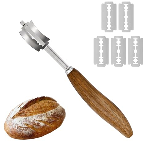 NUOOO Brot Lahm Teig Rasiermesser Bäckermesser Baguettemesser mit 5 Rasierklingen Ritzmesser für DIY-Brotteig-Ritzmusterwerkzeuge