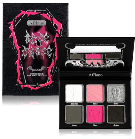 Afflano Rosa Goth Lidschatten Palette, Rosa Rauchig Augen Make-Up Lidschatten palette Mit Spiegel, Hochpigmentiert, Langanhaltend, für Mädchen Frauen Tages Valentinstag Makeup Halloween SFX Clown Look