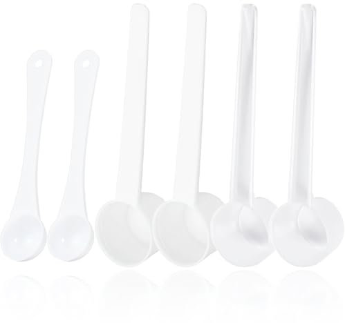 EORPAVU Cucchiai dosatori Misurino da 4 pezzi con 2 cucchiaini, cucchiaio da 5G, misurino trasparente per albume d'uovo, misurino per cucinare, cuocere al forno (bianco e trasparente)
