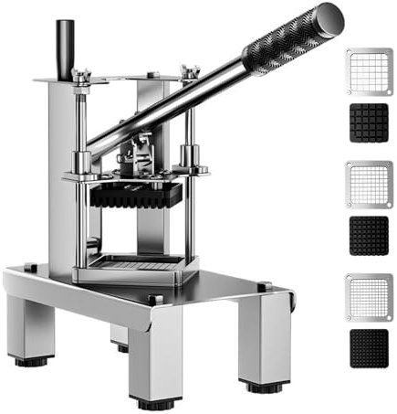 Coupeur de Pommes de Terre et Légumes en Acier Inoxydable. Coupe-Pommes de Terre Professionnel. Machine à Frites avec 3 Lames, 7mm, 10mm et 14mm, et Base Antidérapante.