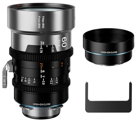 SIRUI IronStar T1.9 1.5X Lente Cinematográfico Anamórfico, 60mm de Enfoque Manual con Montura PL Nativa, Montura EF Intercambiable(Destello Azul)