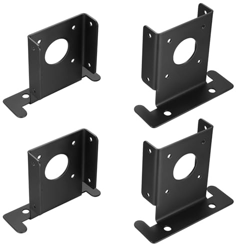 ANBEEISS 4 Pièces Support Poteau Bois Réglable, 90x90 mm, Noir | Base d'Ancrage au Sol, Fixation pour Clôture, Pergola, Terrasse, Tonnelle et Balustrade, en Métal Robuste, Pied