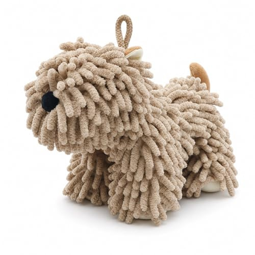 Joalpysm Chenille Handtuch Kinder, Weich Handtuch Hund mit Braunem Cartoon Hund Motiv, Whimsical Decor Chenille Towel, Saugstark Hand Towel für Bad Küche, Geschenk für Hundeliebhaber