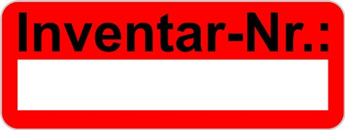 100 Stück rote Etiketten Aufkleber Inventarnummer Inventar 48x20 mm beschriftbar wasserfest uV-stabil