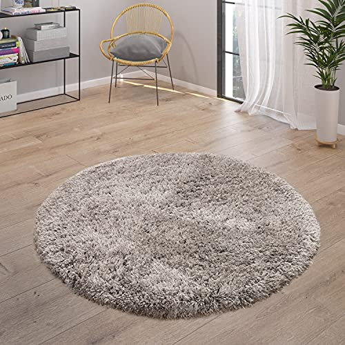 Paco Home Deep Pile Rug Cuddly Modern Shaggy Flokati Style Cosy Plain In Grey, Size:120x160 cm