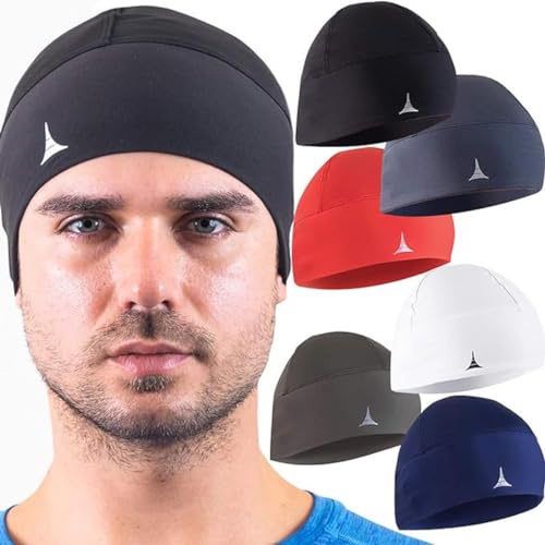 Berretto Cuffia Sottocasco - Massima Ritenzione Termica e Assorbimento del Sudore Ottimale - Può Essere Indossato sotto il Casco - Pack da 6 - Nero, Grigio, Navy, Khaki, Rosso, Bianco