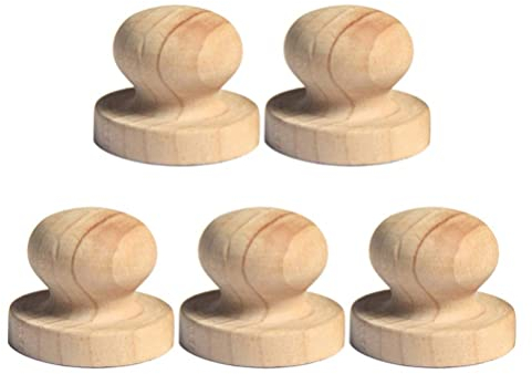 EXCEART 5Pcs Holzstempel Griff Rund 5cm Holzstempel Basteln Tagebuch DIY Scrapbooking Stempel Machen Material