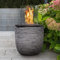 muenkel design Vigo – Riffelung schwarz-grau – Bio-Ethanol Feuerstelle Gartenfackel Terrassenfeuer mit Round Burner 250 Brennkammer