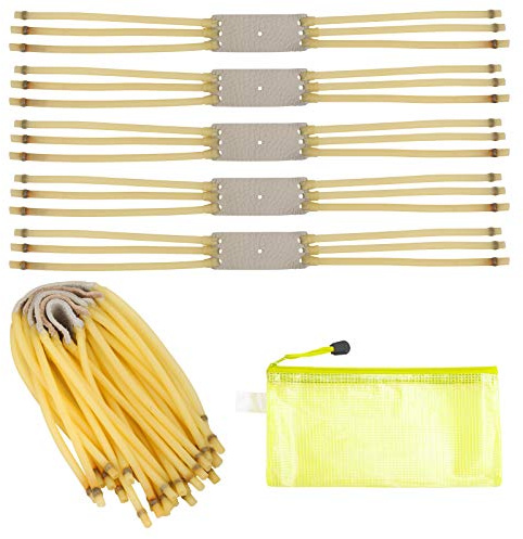 BIGKASI 12 Lance-Pierre Bandes en Caoutchouc, Bande Elastique Lance Pierre Slingshot avec Sac de Rangement pour Fronde Chasse Couleur Jaune